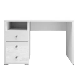 Scrivania ufficio moderna con cassetti 120x50cm bianco lucido Angus