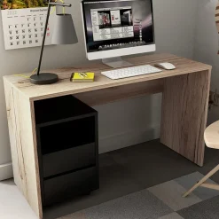 Scrivania ufficio moderna 130x50cm cassettiera rovere Callum