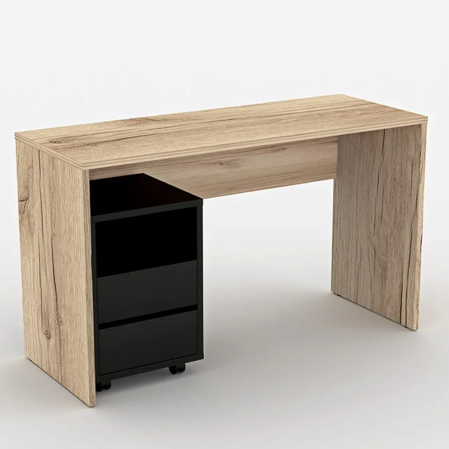 Scrivania ufficio moderna 130x50cm cassettiera rovere Callum