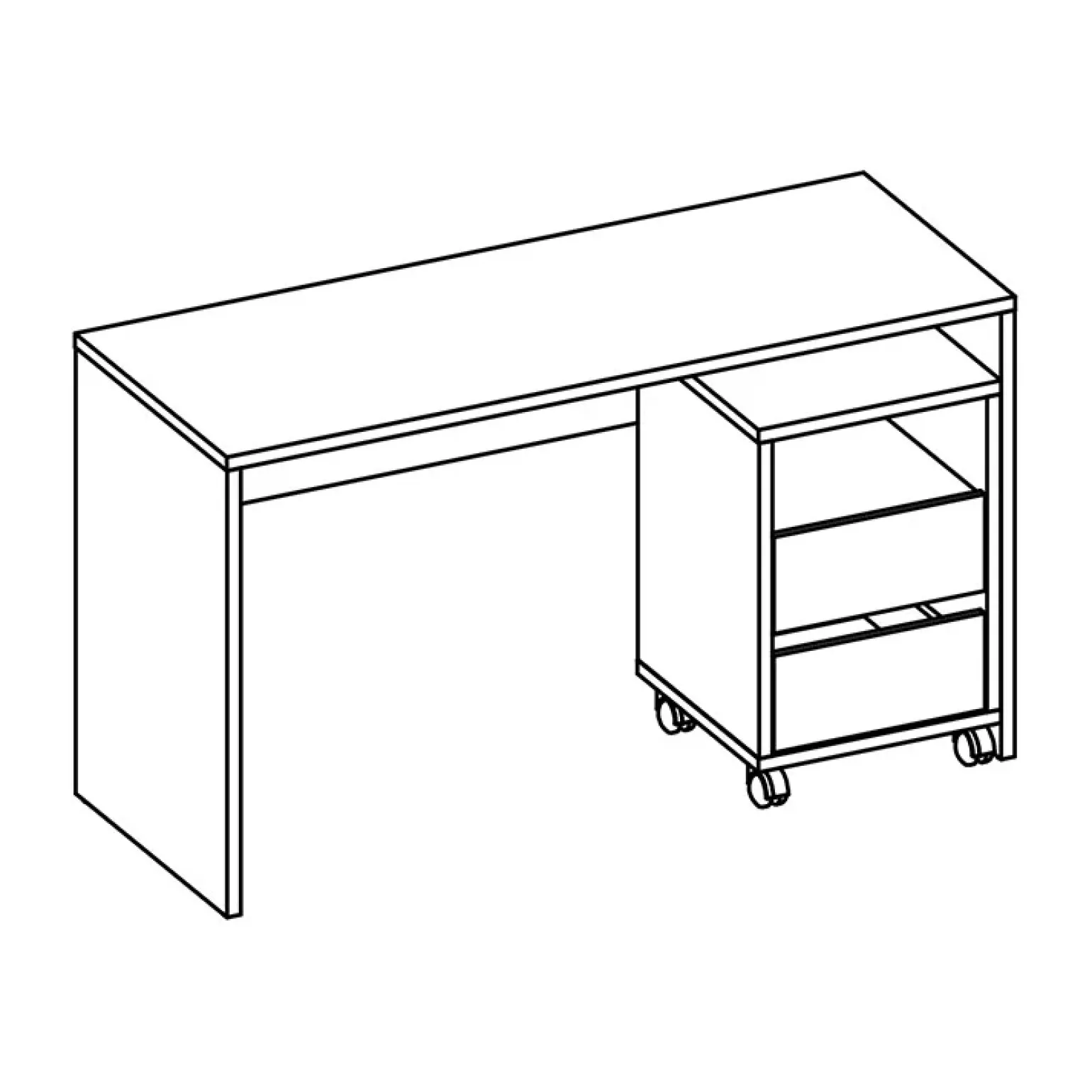 Scrivania ufficio moderna 130x50cm cassettiera rovere Callum