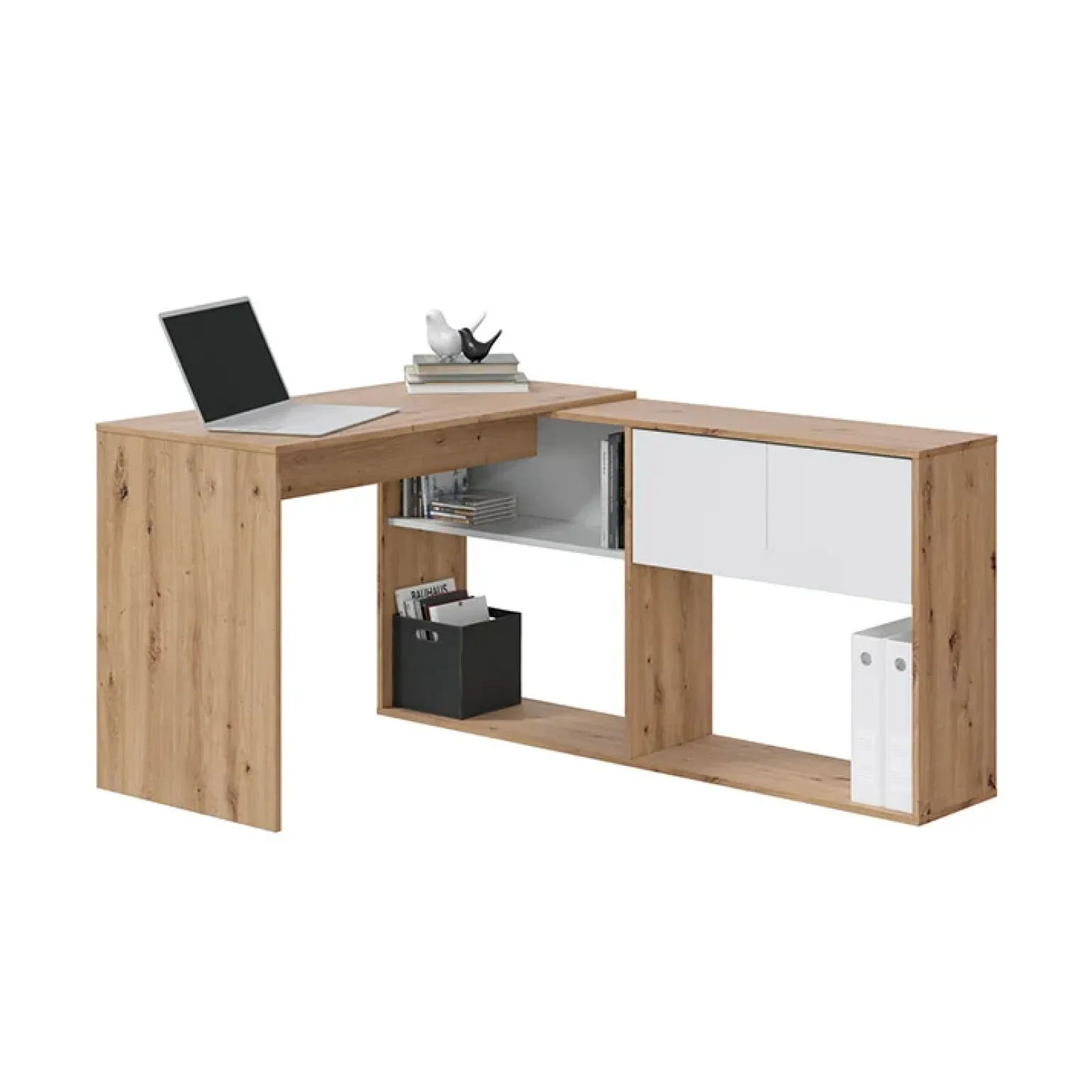 Scrivania ufficio moderna reversibile rovere bianco artico Grom