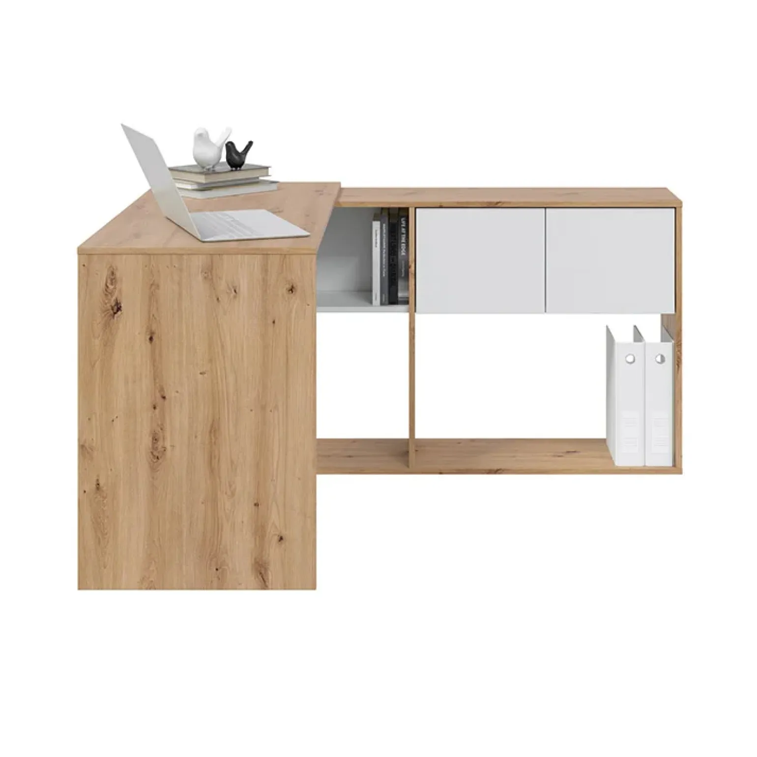 Scrivania ufficio moderna reversibile rovere bianco artico Grom
