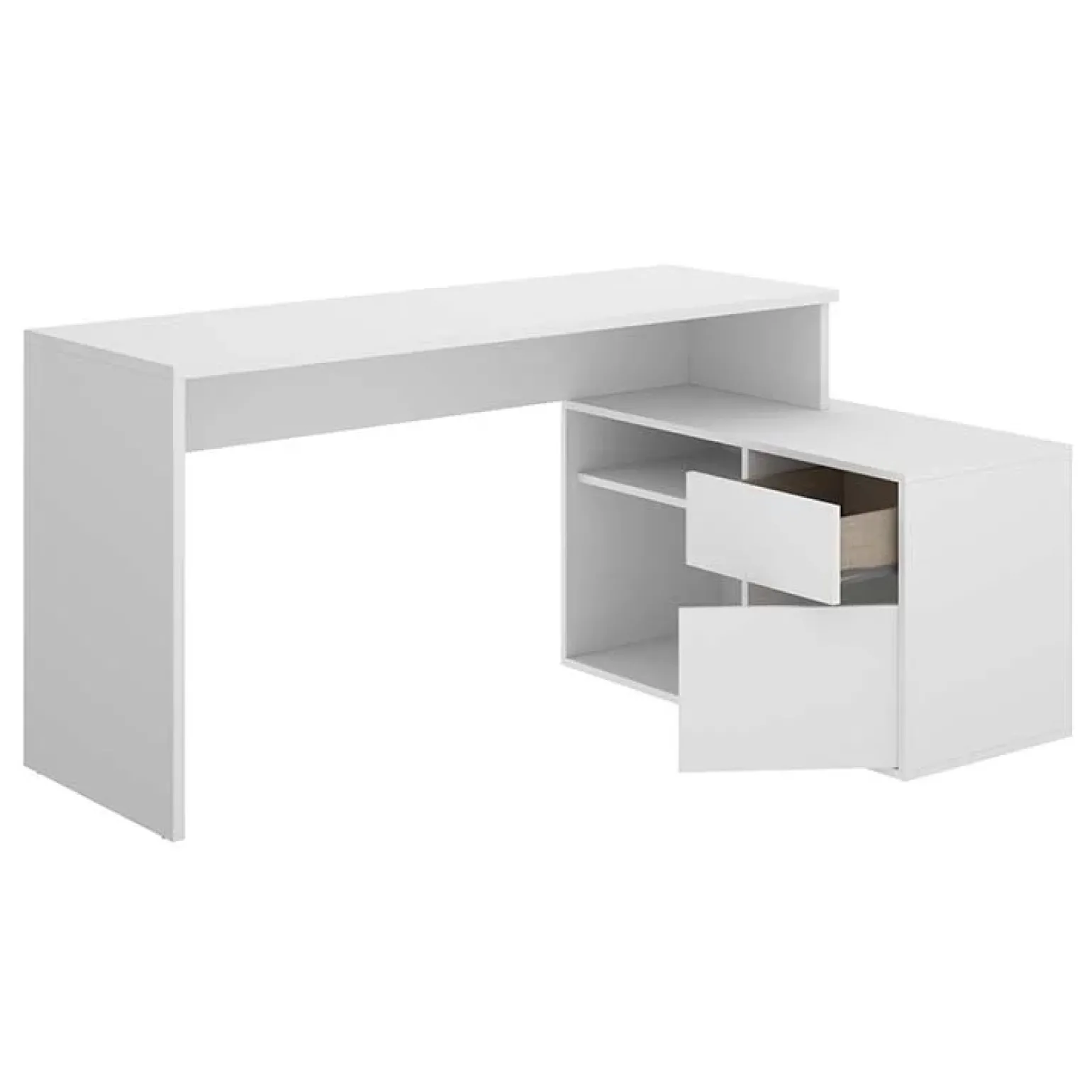 Scrivania ufficio salvaspazio moderna 230x51cm bianco opaco Teddy