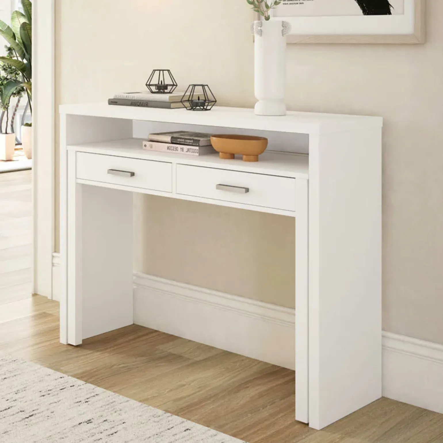 Scrivania ufficio salvaspazio moderna 37/71cm bianco opaco Eva