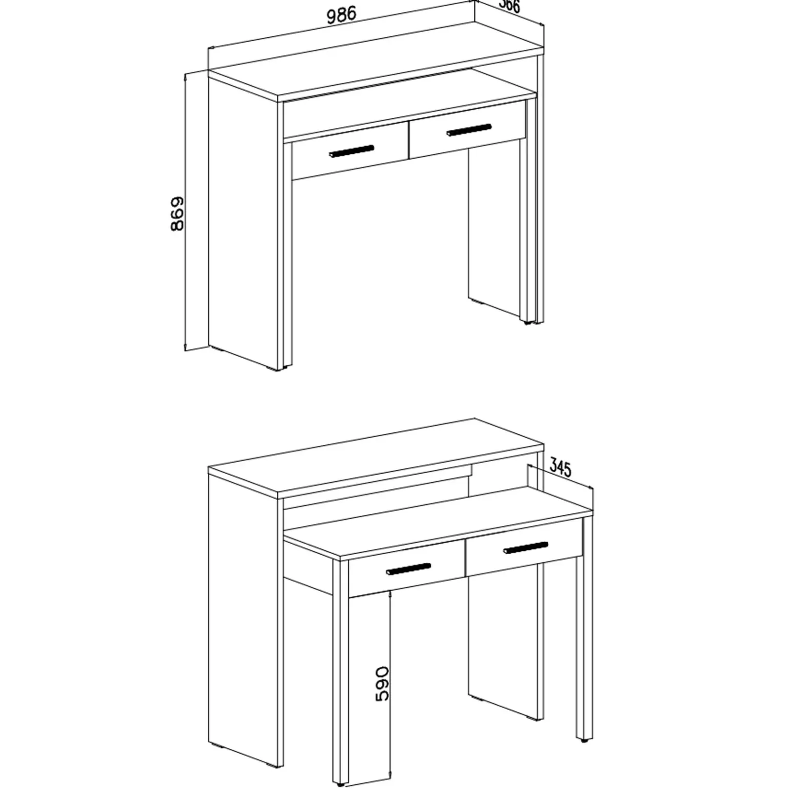 Scrivania ufficio salvaspazio moderna 37/71cm bianco opaco Eva