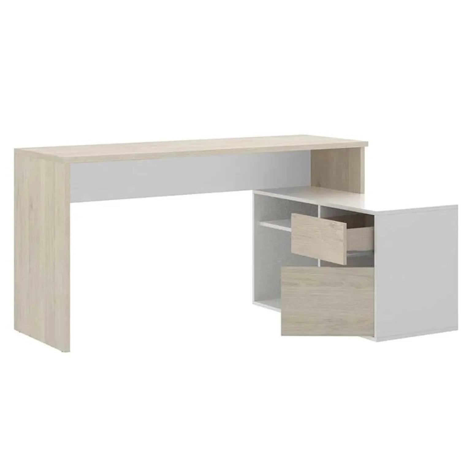 Scrivania ufficio salvaspazio 230x51cm rovere bianco lucido Teddy