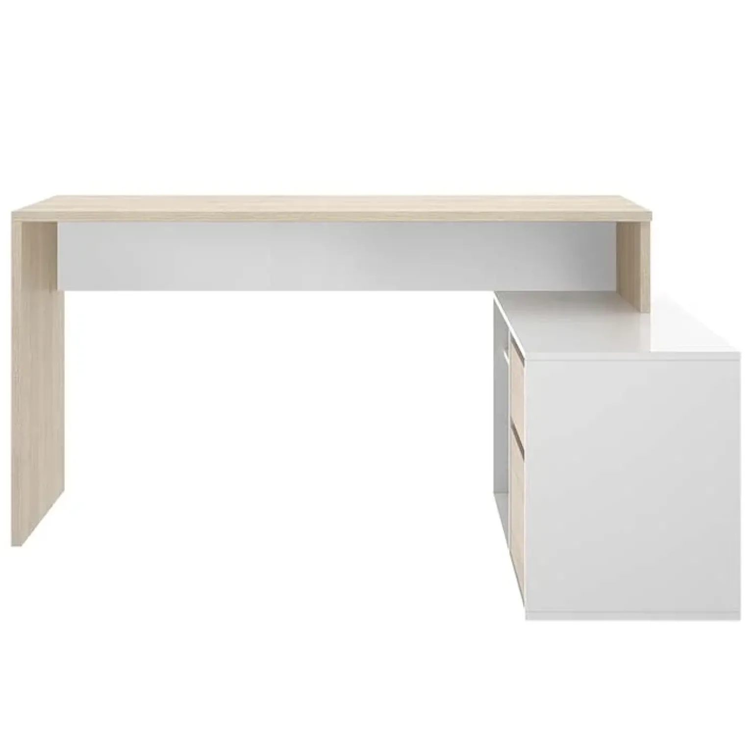 Scrivania ufficio salvaspazio 230x51cm rovere bianco lucido Teddy