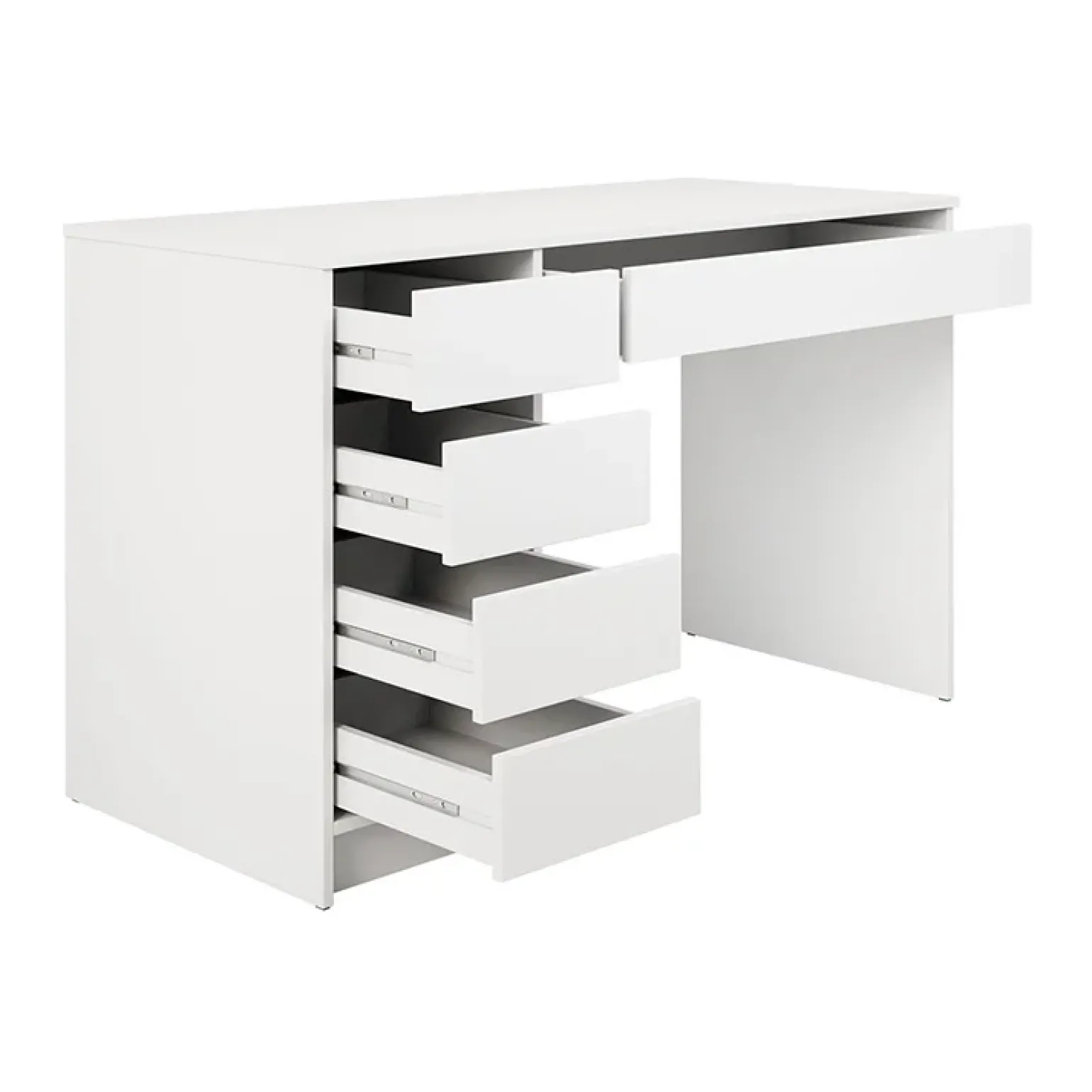 Scrivania ufficio 120x75cm 5 cassetti bianco opaco Blackpool