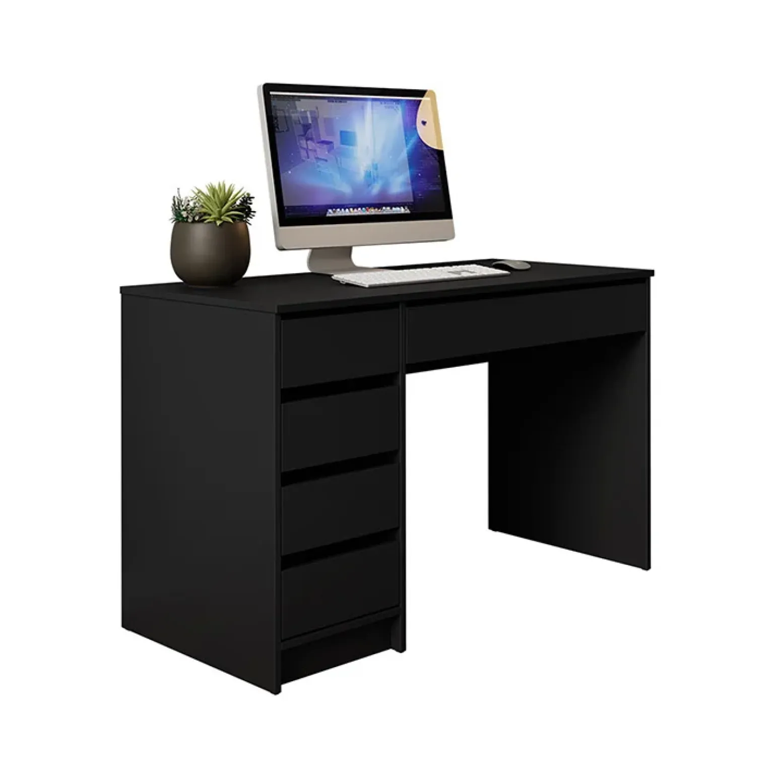 Scrivania ufficio 120x75cm 5 cassetti nero Blackpool