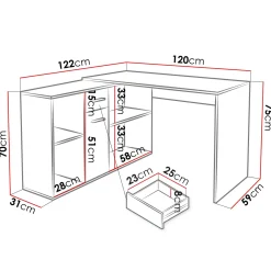Scrivania ufficio 120x92cm angolare multiposizione nero Elisa