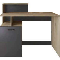 Scrivania ufficio 110x95cm con mobile contenitore grigio rovere chiaro Aldeia