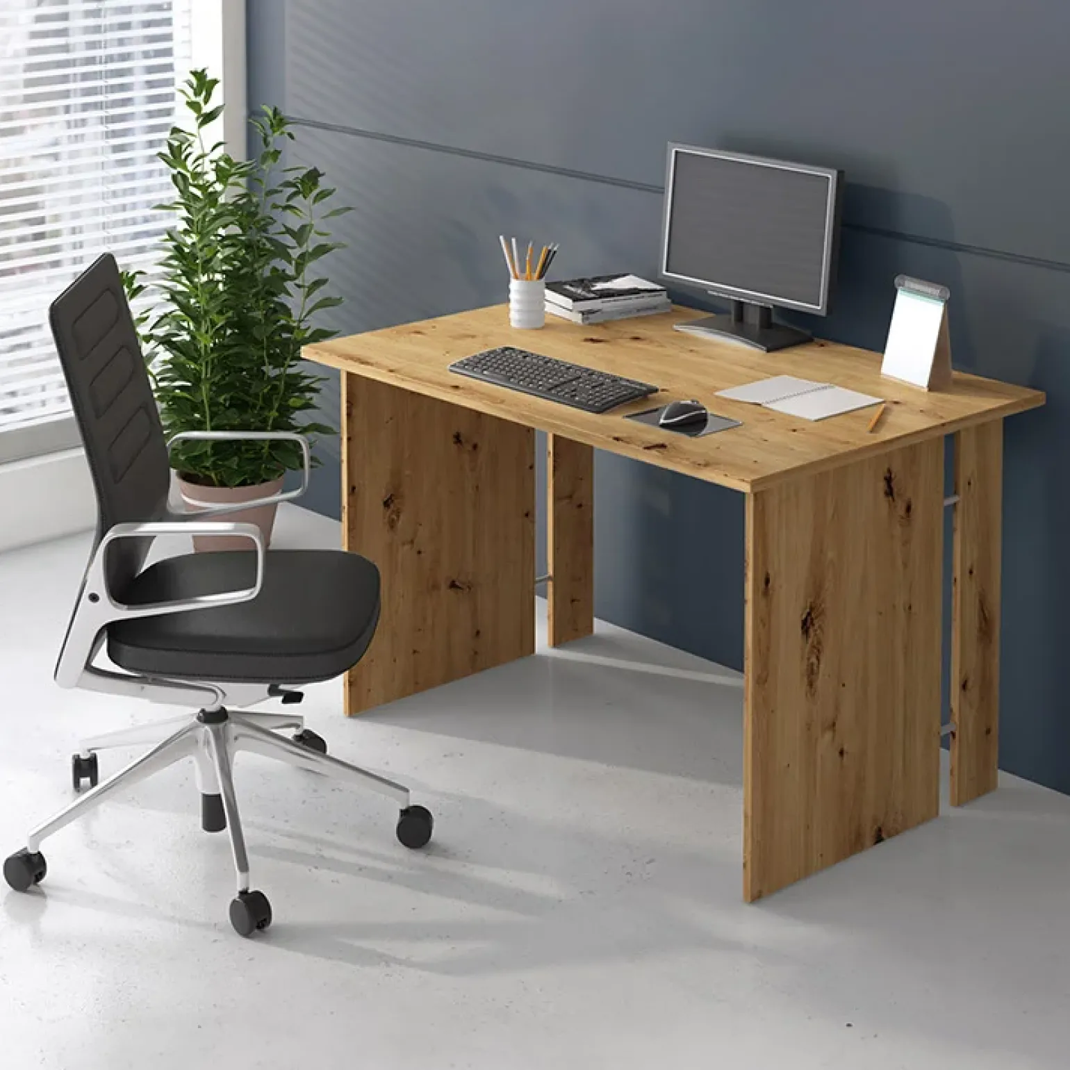 Scrivania ufficio 120x75cm moderna rovere Woody