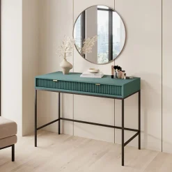 Scrivania 104x77cm consolle ingresso 2 cassetti moderna verde Alisa