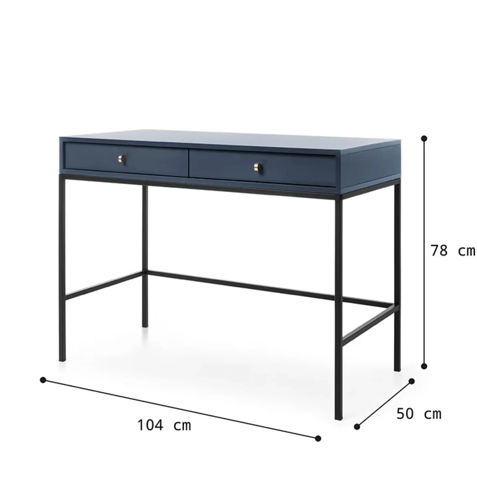 Scrivania 104x77cm consolle ingresso 2 cassetti blu notte Glory