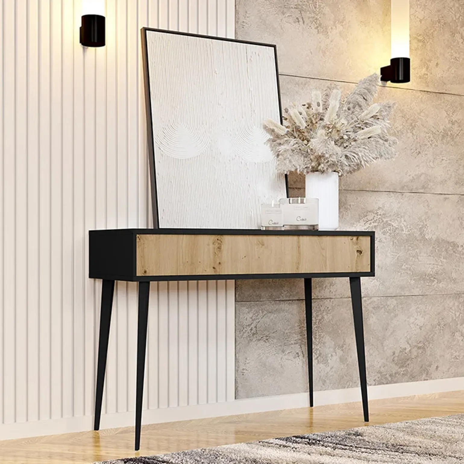Scrivania 100x90cm consolle ingresso rovere nero Hans
