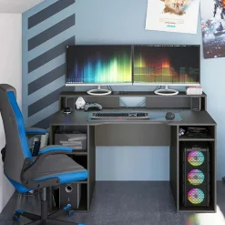 Scrivania 136x67cm gaming salvaspazio grigio antracite Newton
