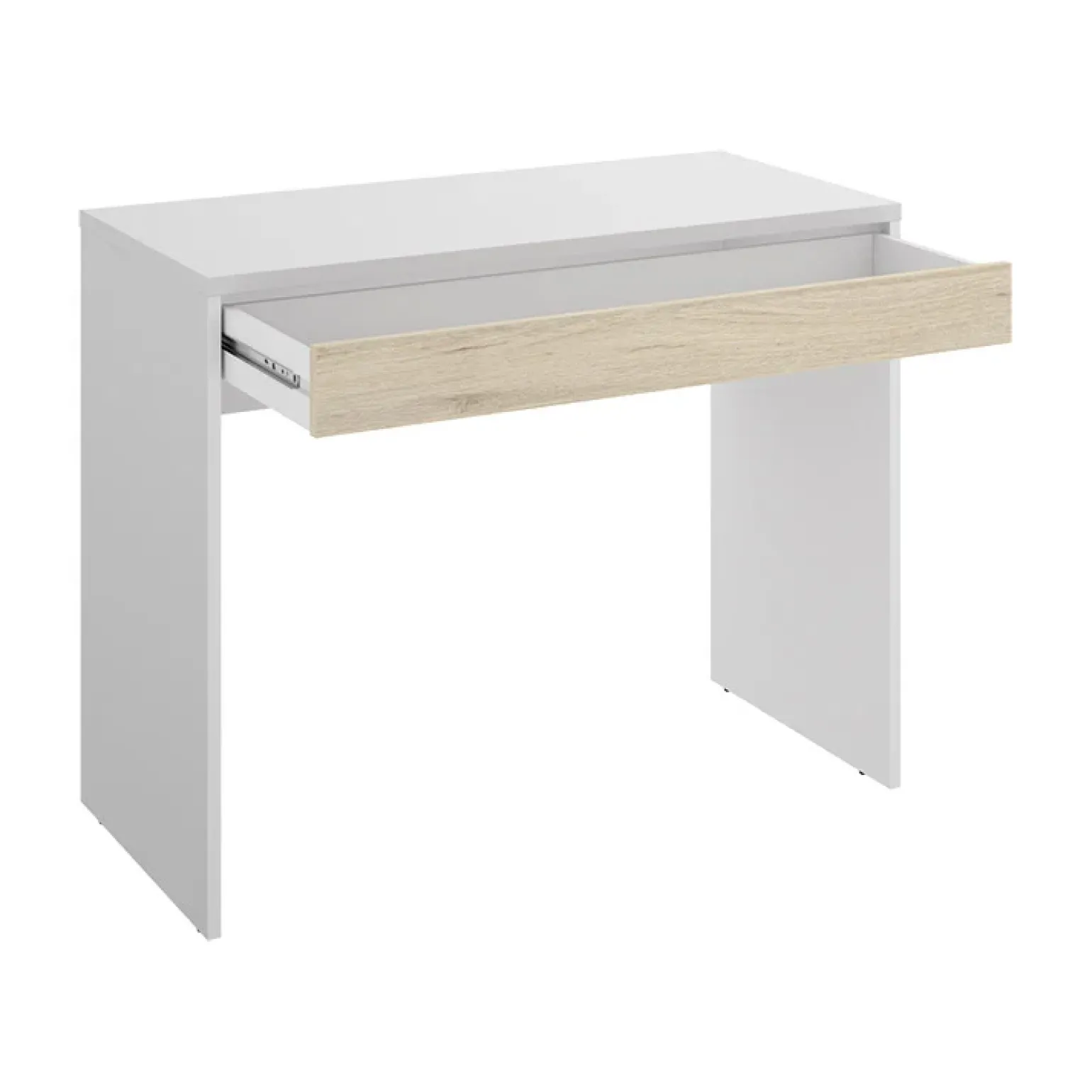Scrivania 90x50cm legno bianco cassetto legno chiaro Xavi