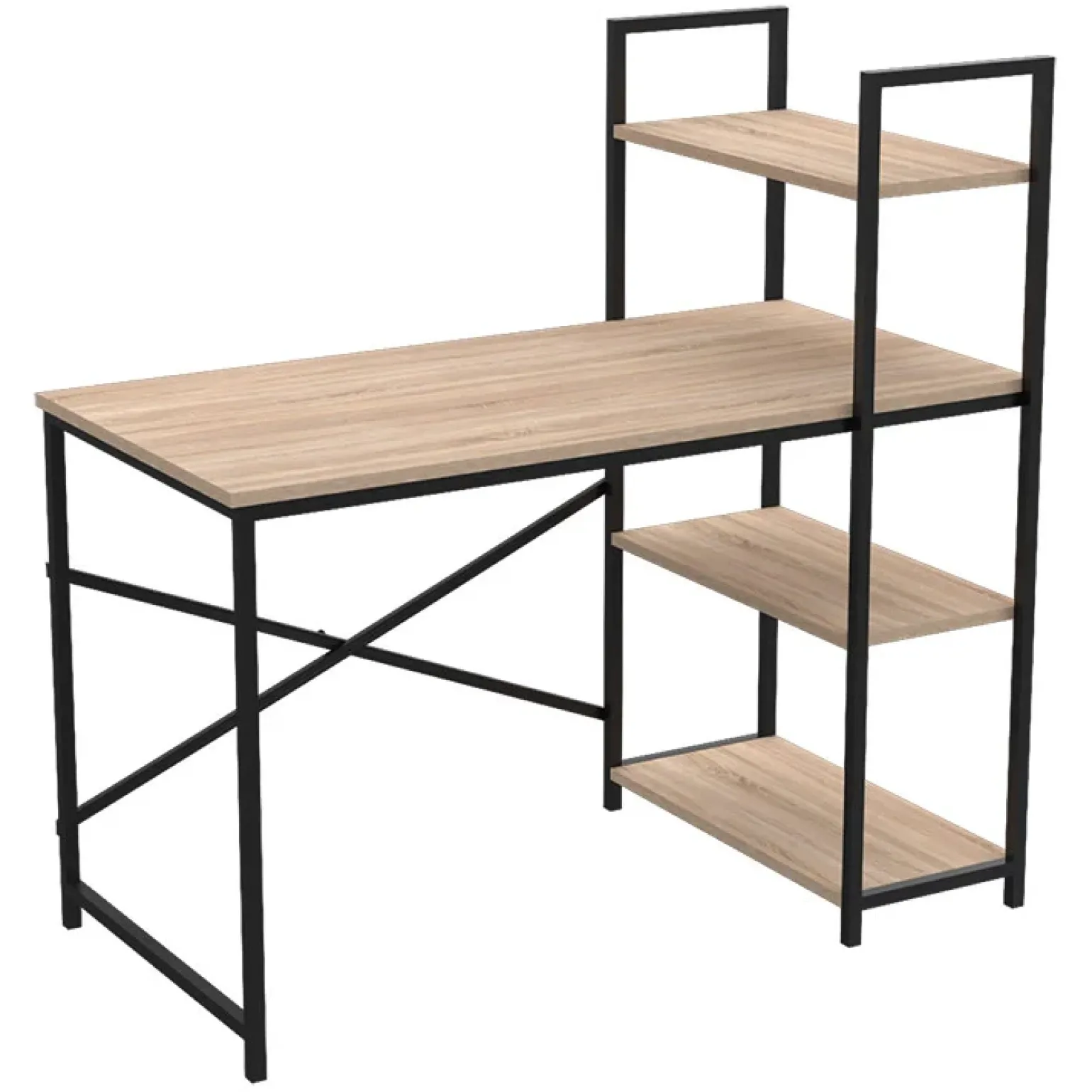 Scrivania 120x120cm moderna con libreria rovere Patricia