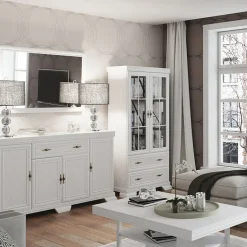 Scrivania 148x75cm shabby 3 cassetti bianco frassinato Kelly