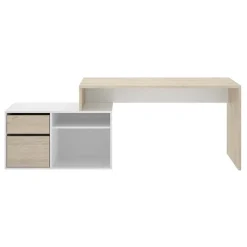 Scrivania 139x92cm ufficio angolare bianco lucido rovere Teddy