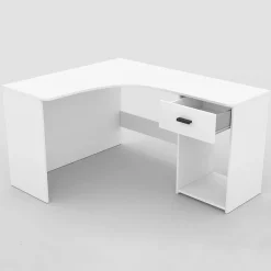 Scrivania 155x75cm ufficio angolare salvaspazio bianco William