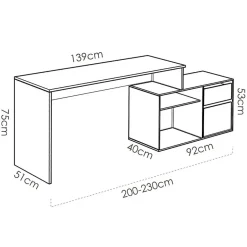 Scrivania 139x92cm ufficio angolare moderna bianco opaco Teddy