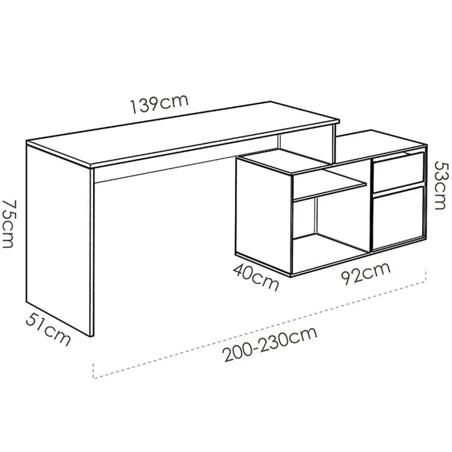 Scrivania 139x92cm ufficio angolare moderna bianco opaco Teddy