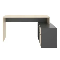 Scrivania 139x92cm ufficio angolare moderna rovere grafite Teddy