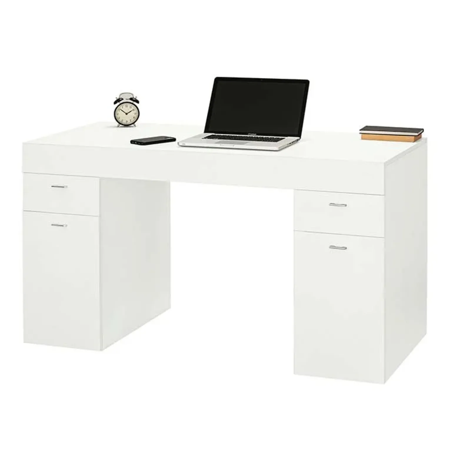 Scrivania 130x60cm ufficio moderna bianco frassinato Becka big