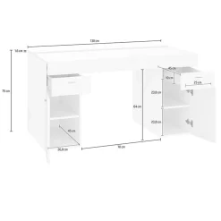Scrivania 130x60cm ufficio moderna bianco frassinato Becka big