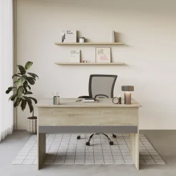 Scrivania 120x60cm ufficio moderna rovere antracite lucido Time N