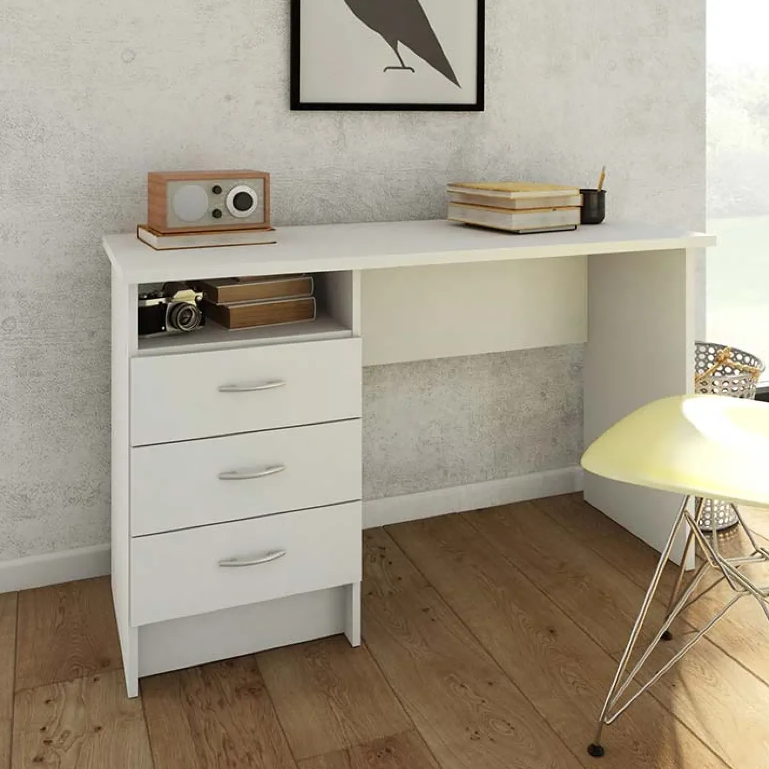 Scrivania 120x48cm ufficio salvaspazio moderna bianco opaco Office
