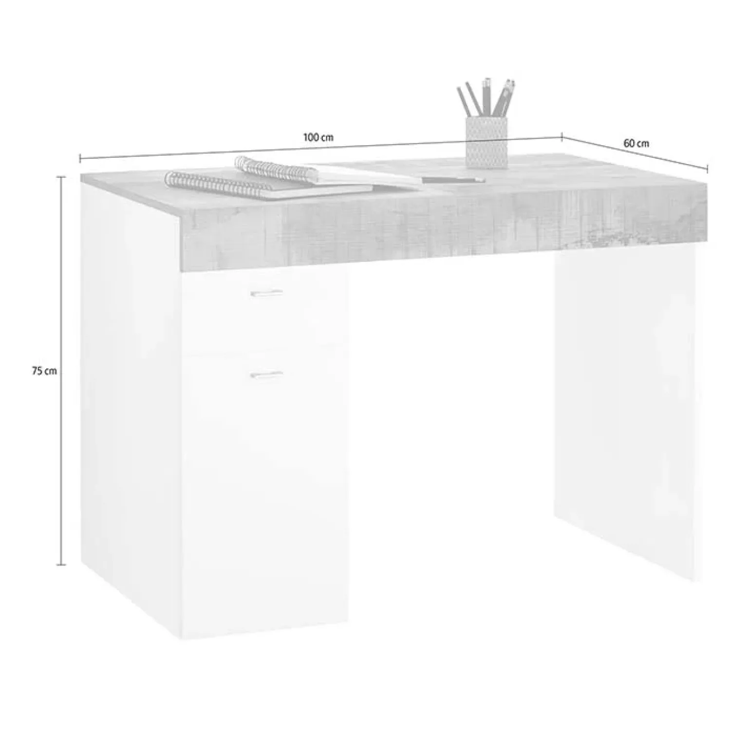 Scrivania 100x60cm ufficio salvaspazio bianco lucido pero Becka