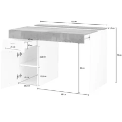 Scrivania 100x60cm ufficio salvaspazio bianco lucido pero Becka