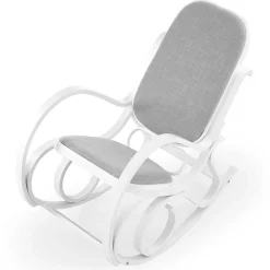 Sedia a dondolo in tessuto grigio legno bianco Hacchan