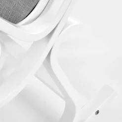 Sedia a dondolo in tessuto grigio legno bianco Hacchan