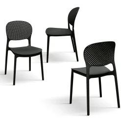 Sedia da giardino esterno bar dehors impilabile in polipropilene nero Elbow
