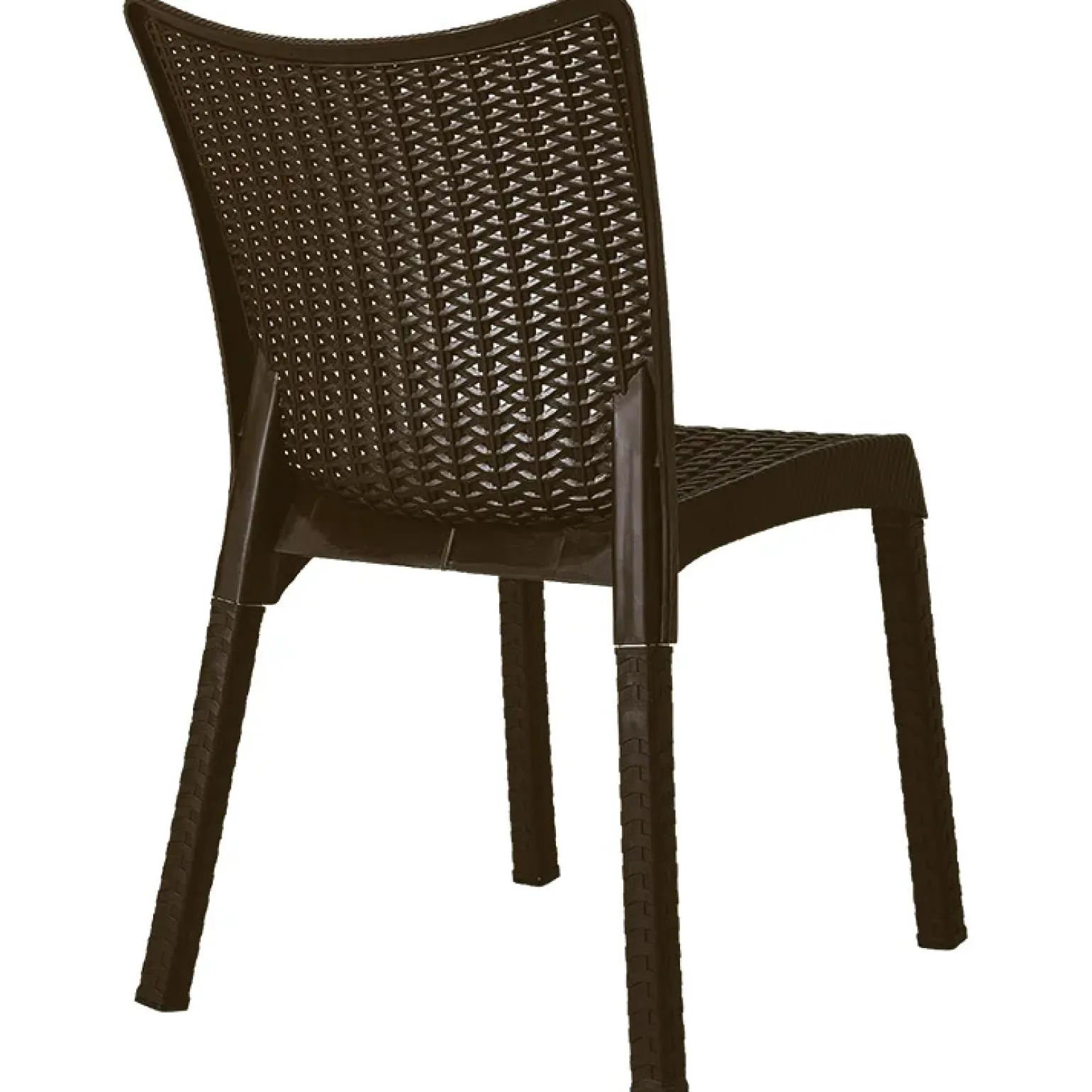 Sedia da giardino esterno bar dehors polipropilene effetto rattan marrone scuro Rossana