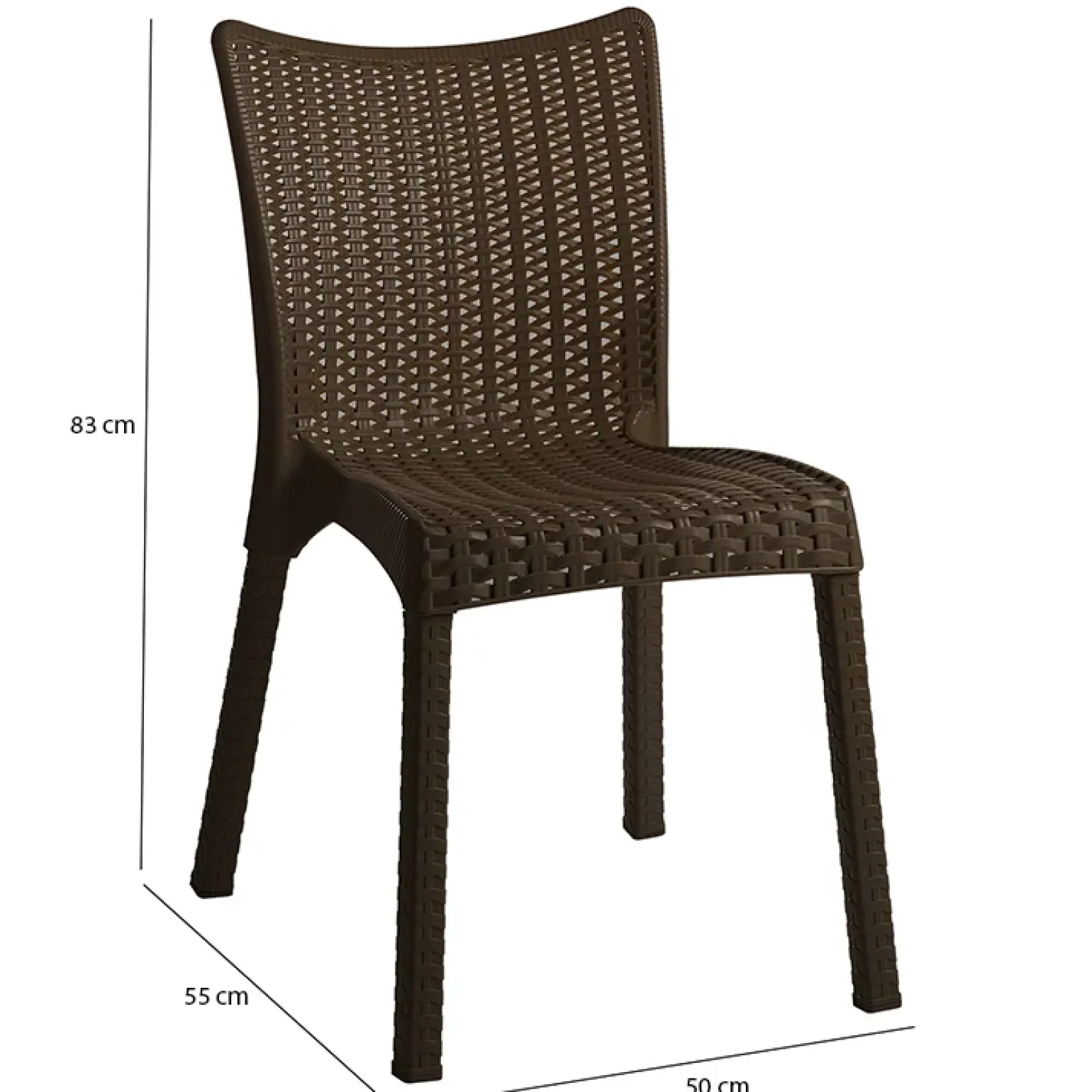 Sedia da giardino esterno bar dehors polipropilene effetto rattan marrone scuro Rossana