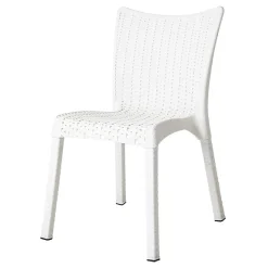 Sedia da giardino esterno bar dehors polipropilene effetto rattan bianco Rossana