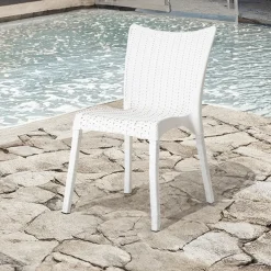 Sedia da giardino esterno bar dehors polipropilene effetto rattan bianco Rossana