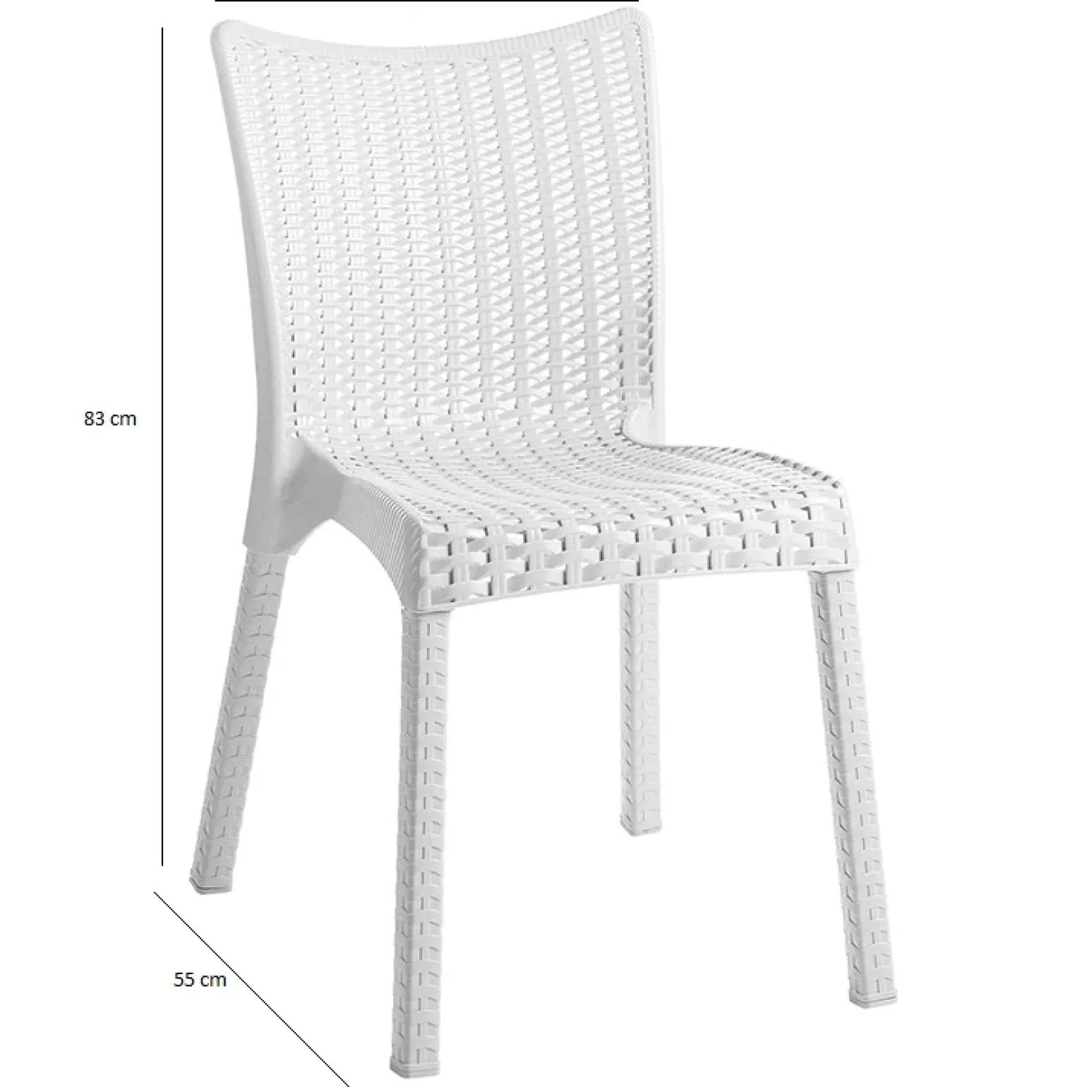 Sedia da giardino esterno bar dehors polipropilene effetto rattan bianco Rossana