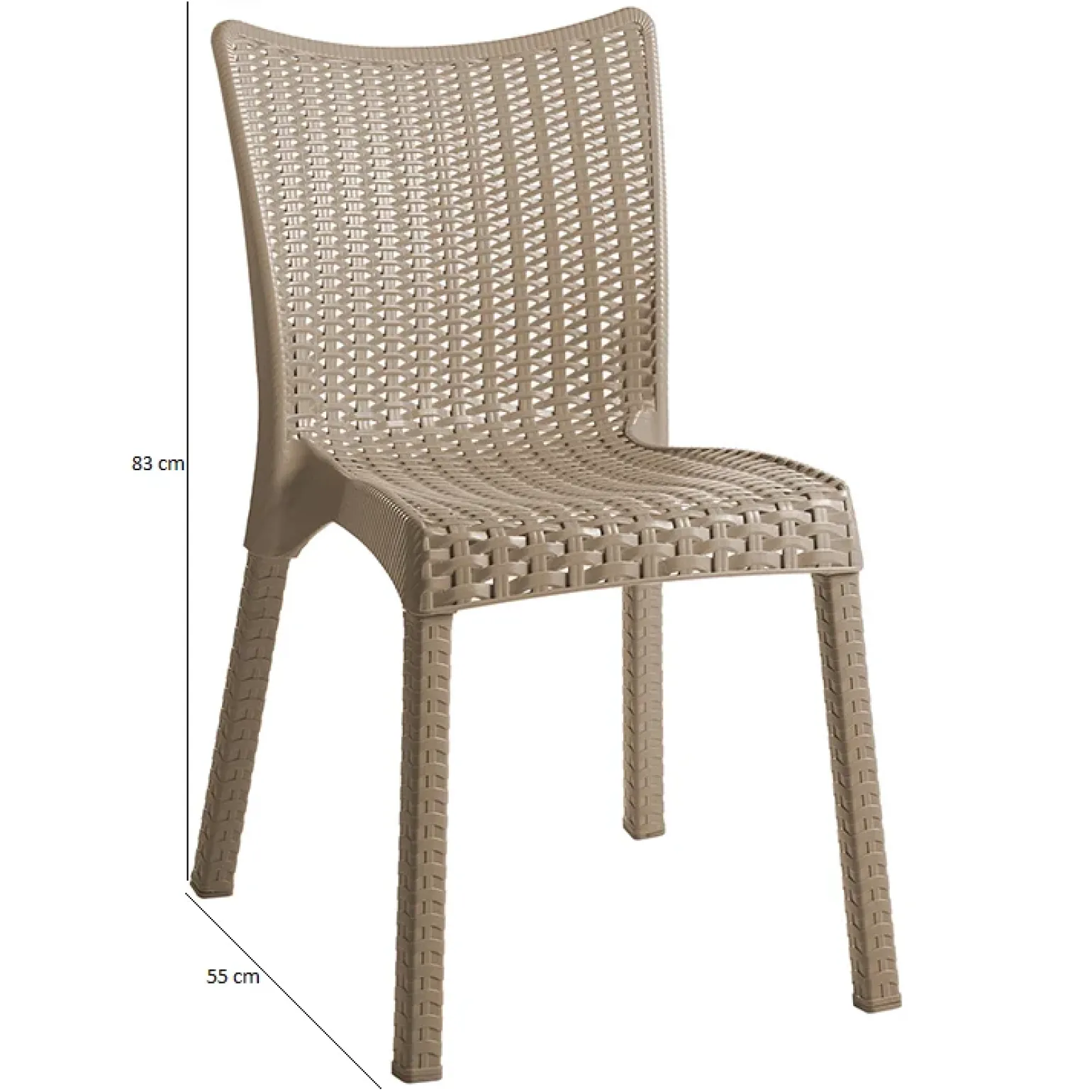 Sedia da giardino esterno bar dehors polipropilene effetto rattan tortora Rossana