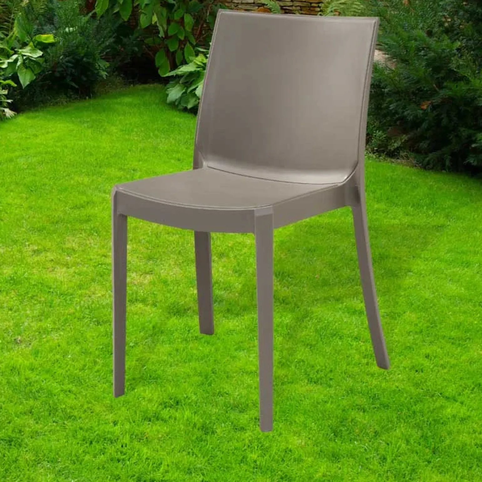 Sedia da giardino impilabile plastica tortora Olbia
