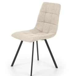 Sedia da pranzo imbottita in tessuto beige nero Kristen