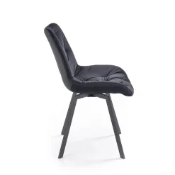 Sedia da pranzo imbottita in velluto nero Sango