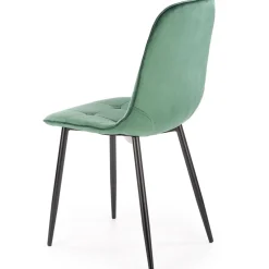 Sedia da pranzo imbottita in velluto verde Amos