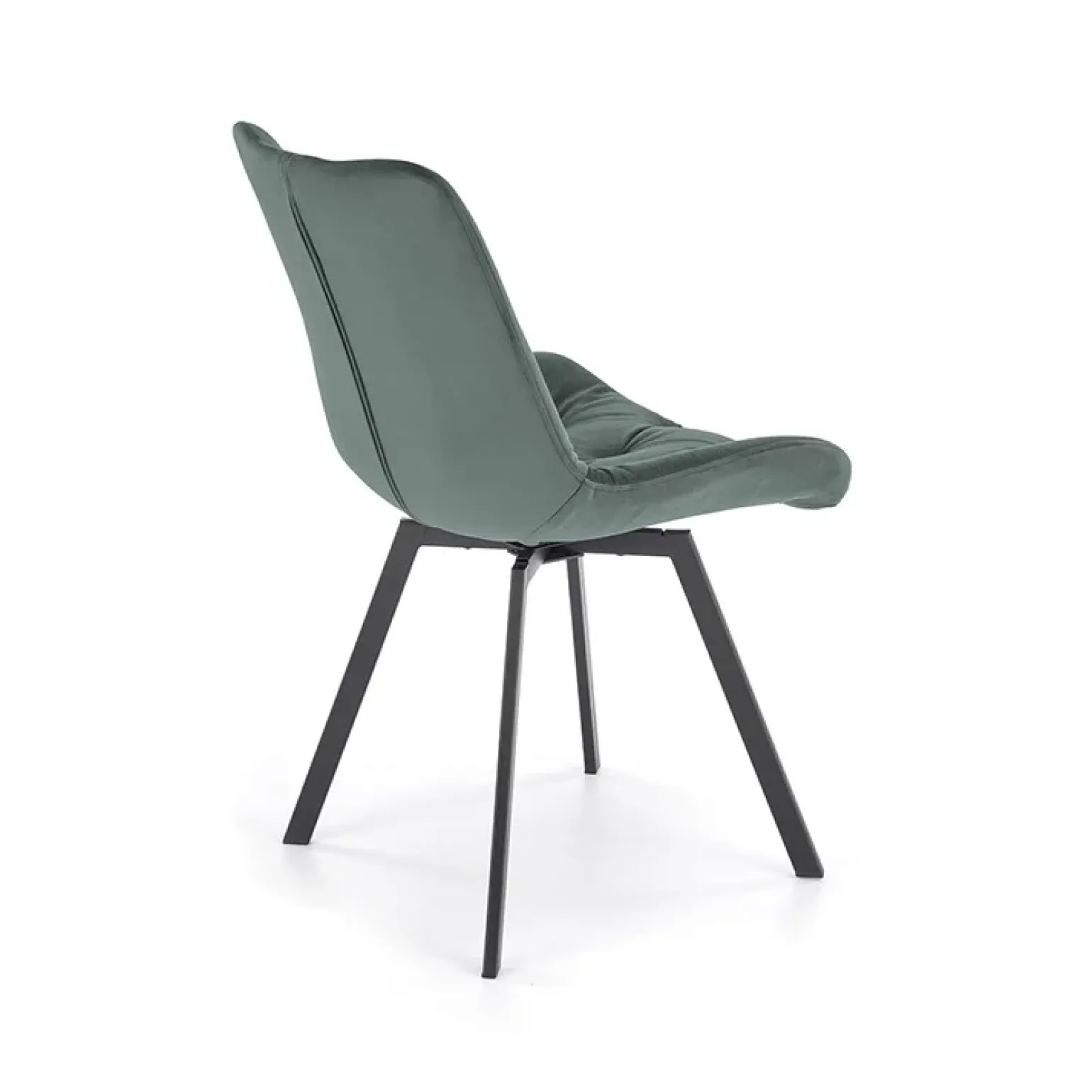 Sedia da pranzo imbottita in velluto verde scuro nero Sango