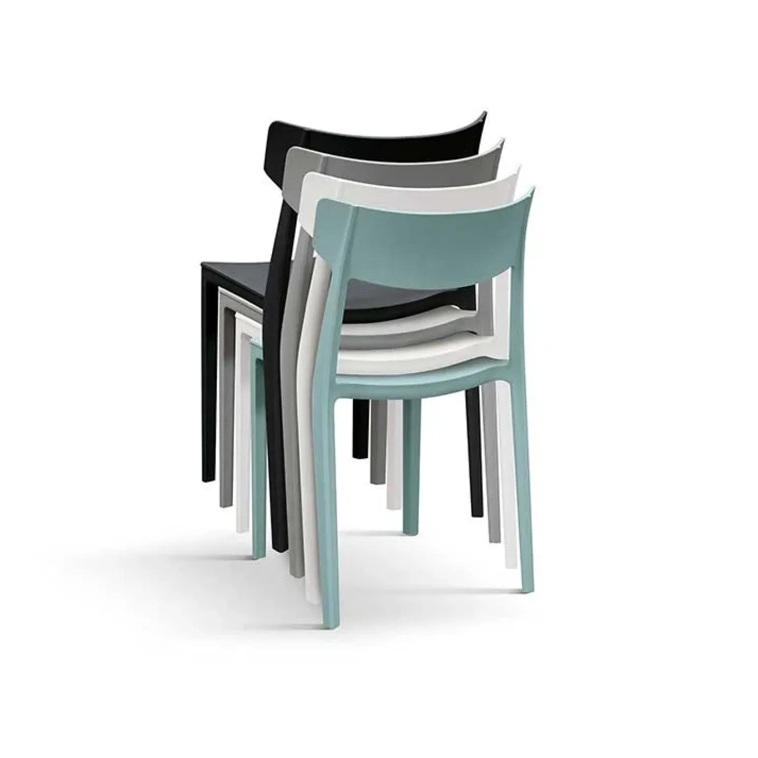 Sedia da pranzo impilabile moderna in polipropilene grigio Hans