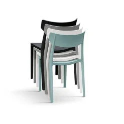 Sedia da pranzo impilabile moderna in polipropilene verde acqua Hans